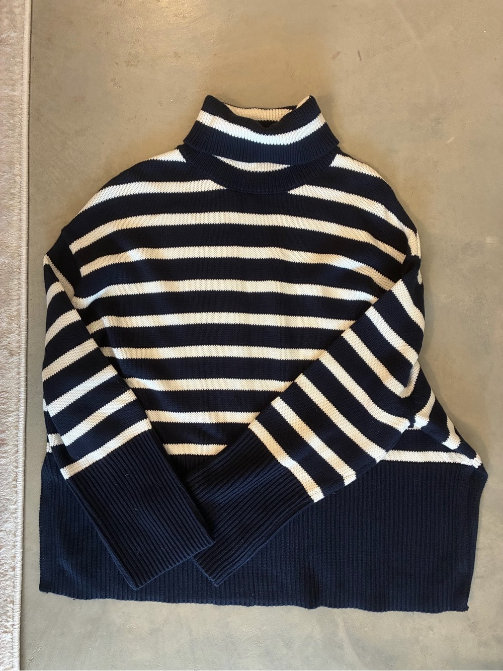 NWOT GAP Navy and White Striped Turtleneck Sweater